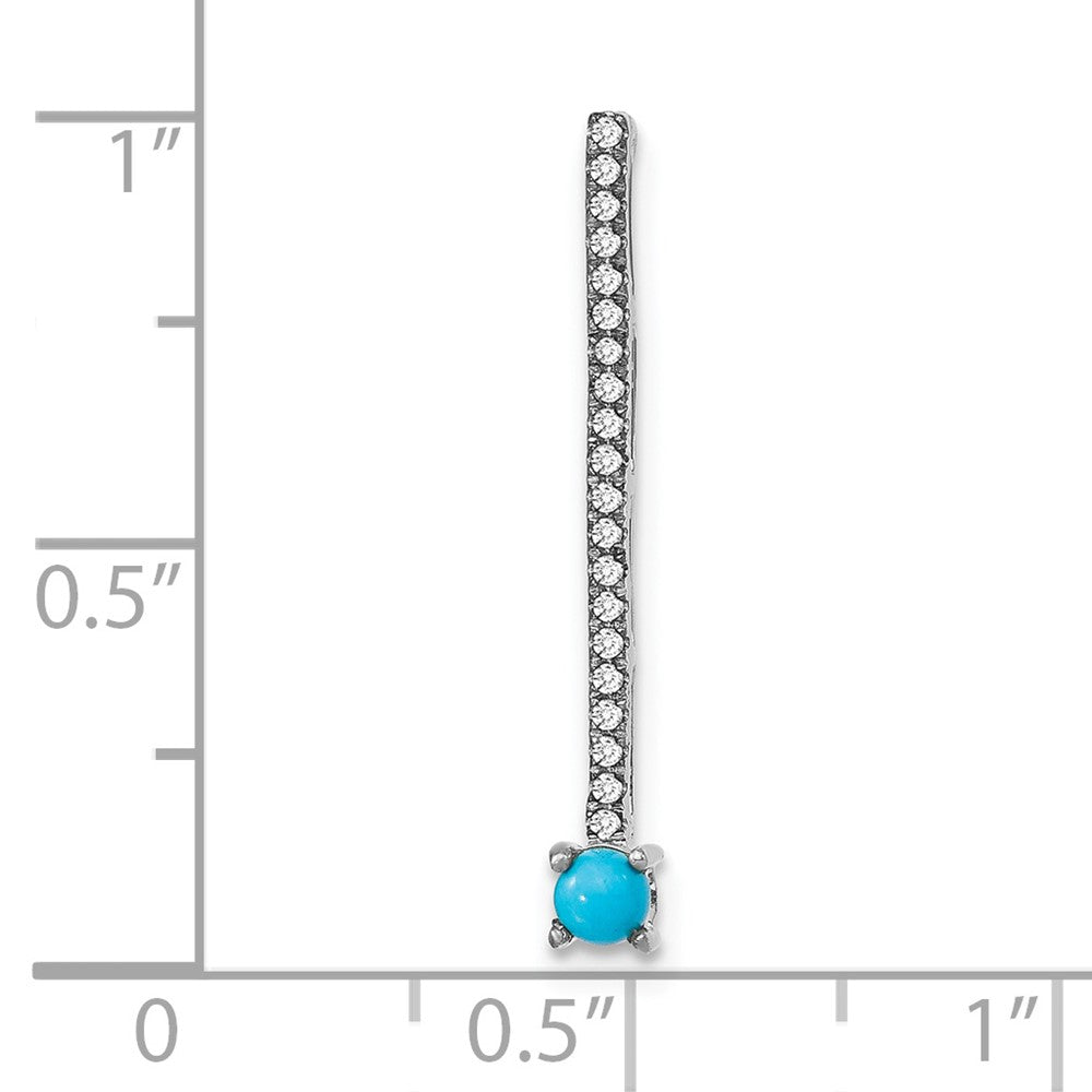 14k White Gold Turquoise and White Topaz Pendant