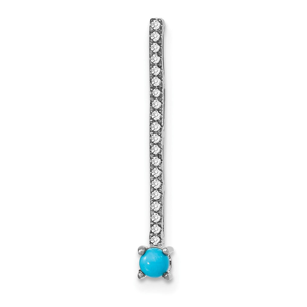 14k White Gold Turquoise and White Topaz Pendant