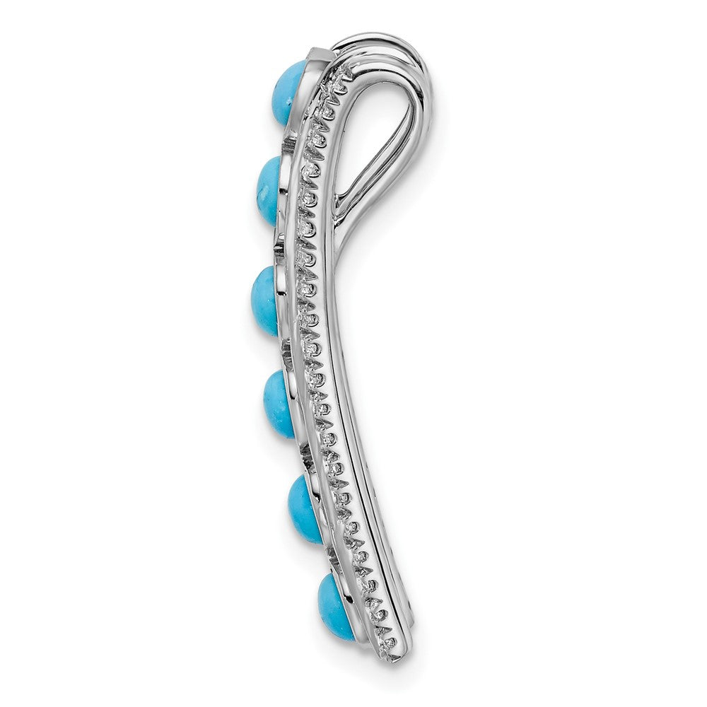 14k White Gold Turquoise and White Topaz Chain Slide