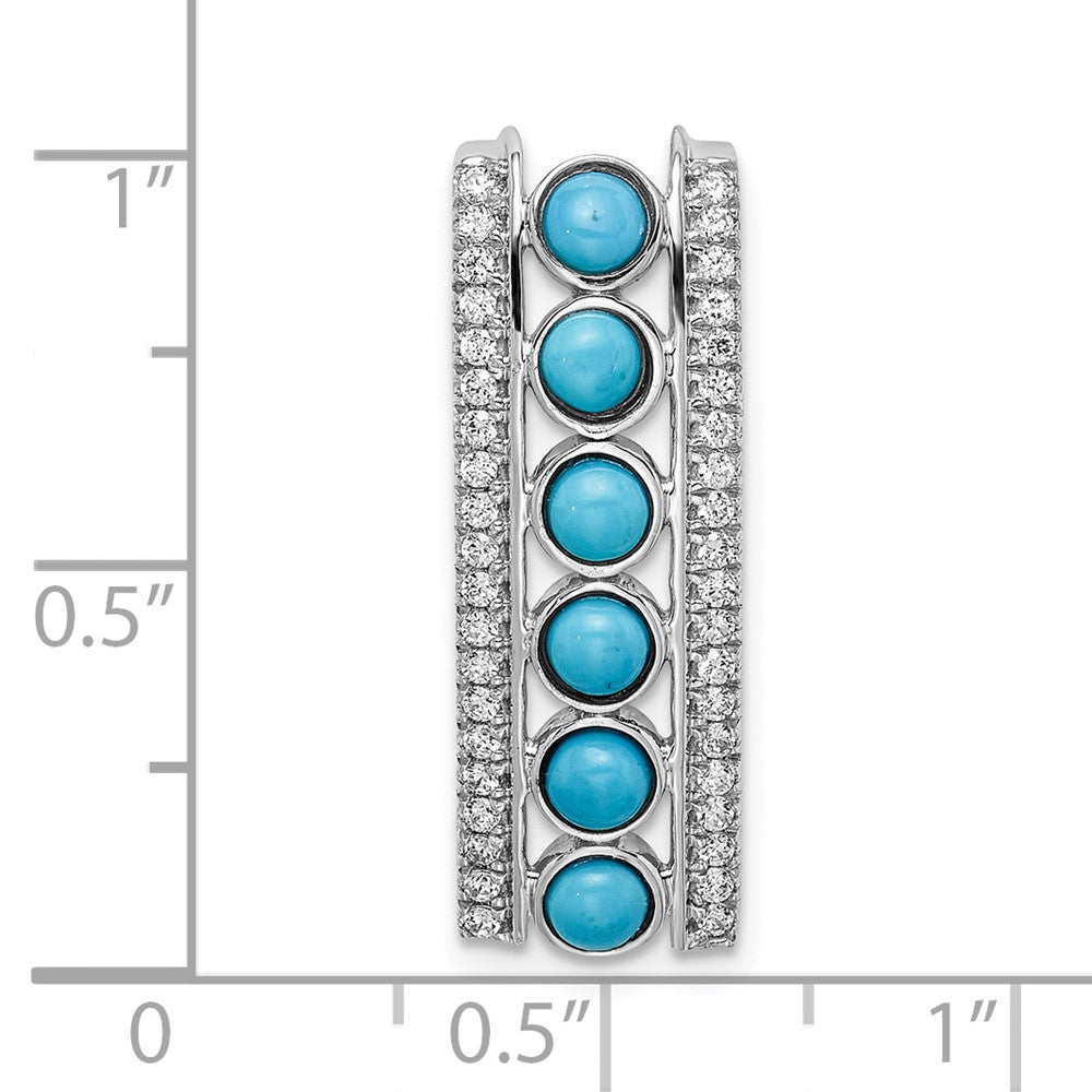 14k White Gold Turquoise and White Topaz Chain Slide