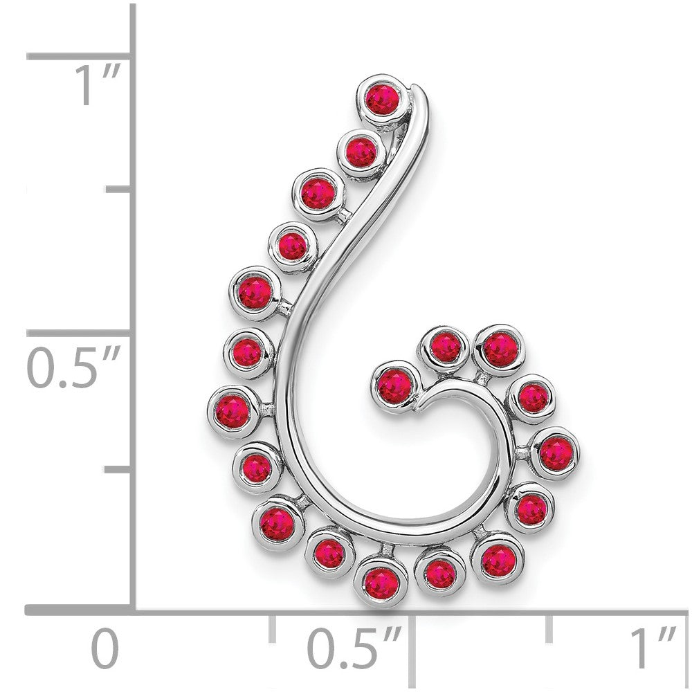 14k White Gold Ruby Swirl Chain Slide