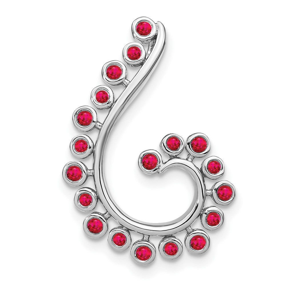 14k White Gold Ruby Swirl Chain Slide