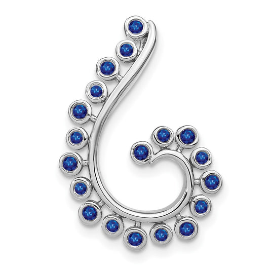 14k White Gold Sapphire Swirl Chain Slide