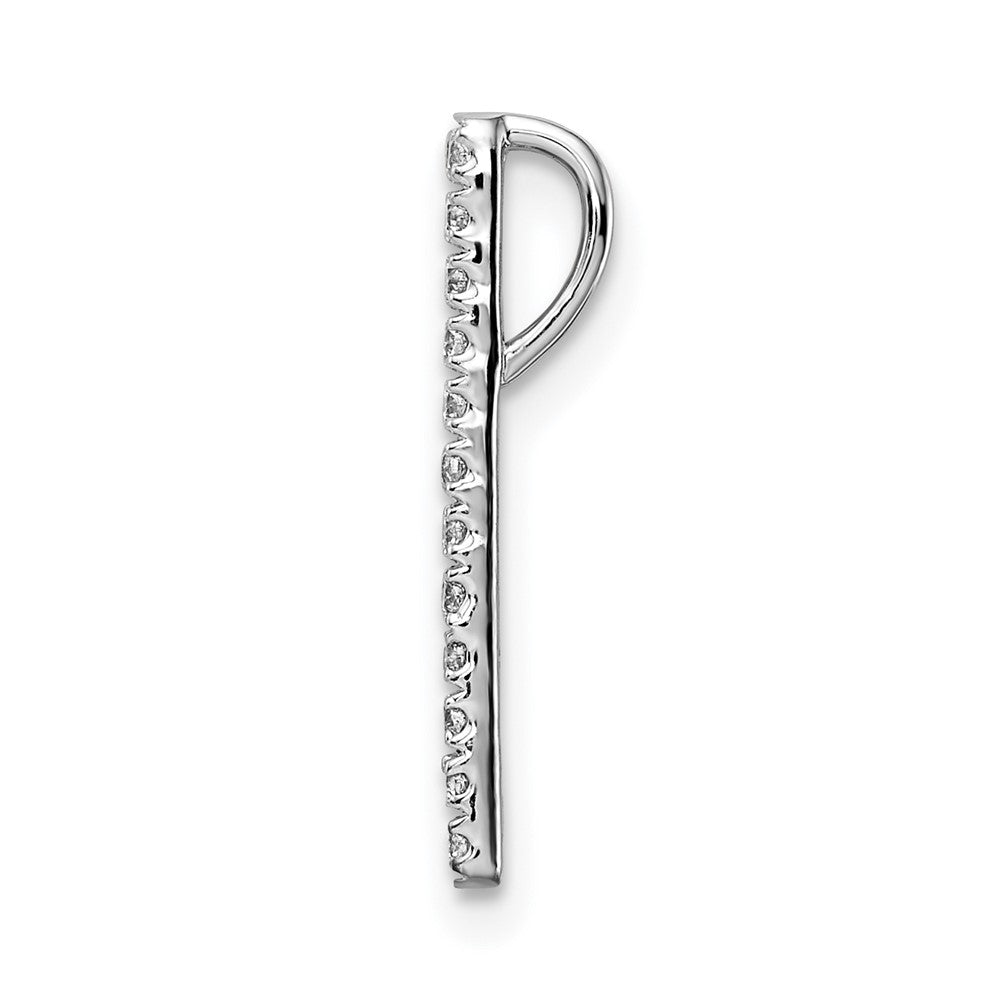 14k White Gold Polished Real Diamond Bars Chain Slide