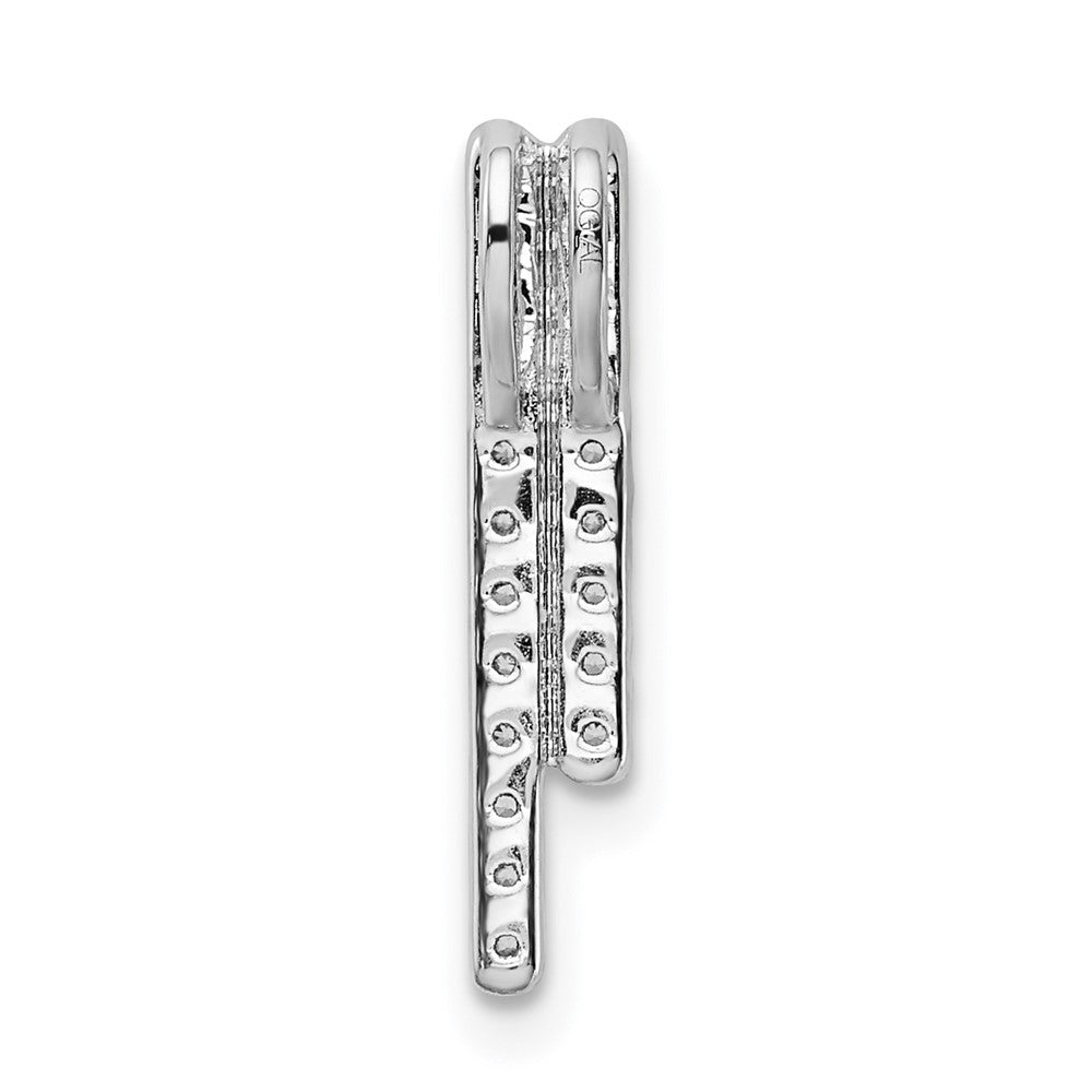 14k White Gold Polished Real Diamond Bars Chain Slide