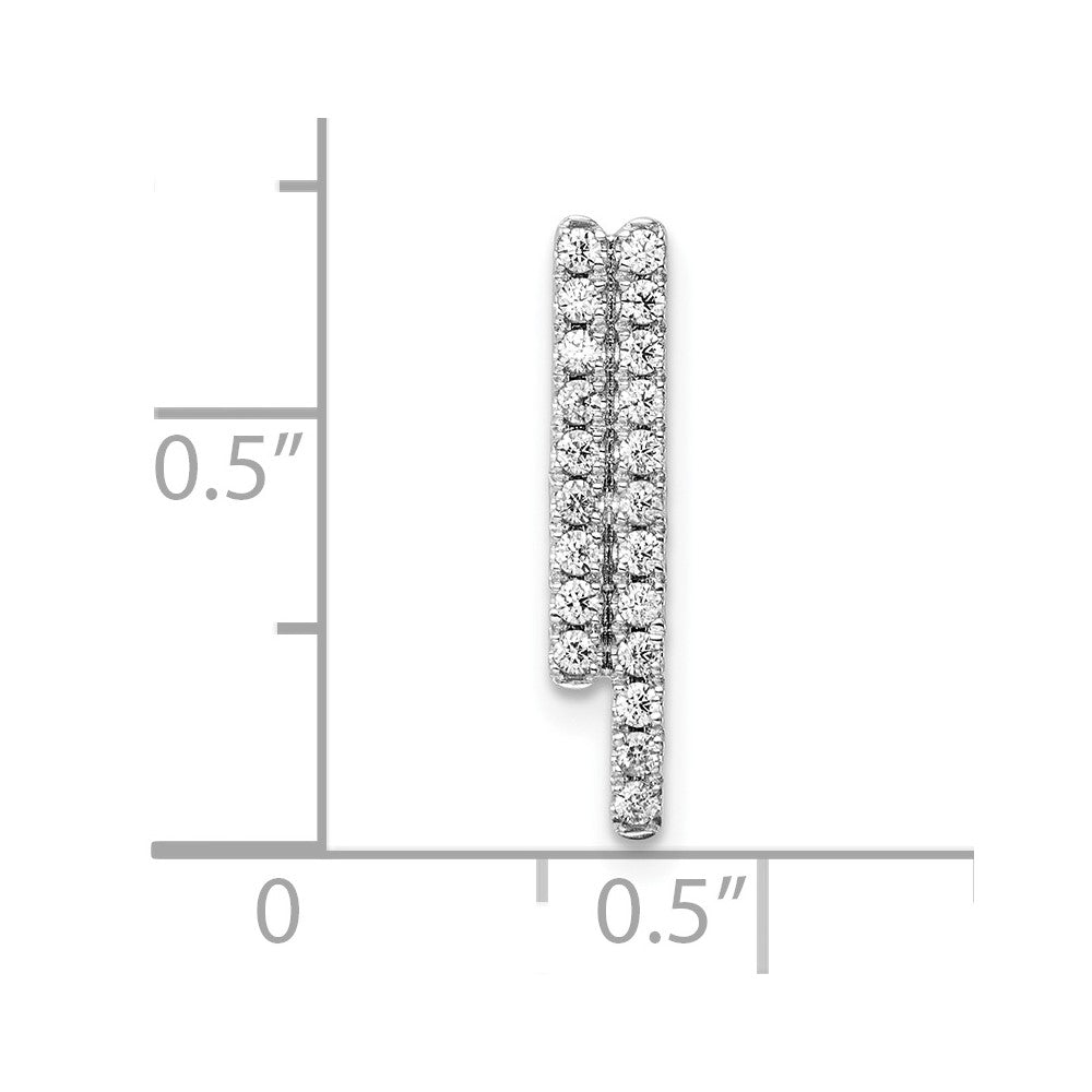 14k White Gold Polished Real Diamond Bars Chain Slide