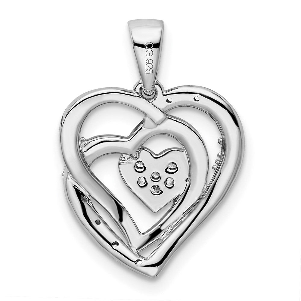 14k White Gold Polished Heart Real Diamond Pendant