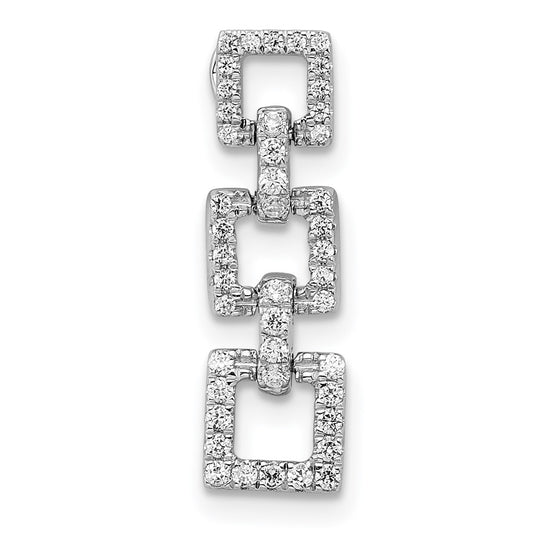 14k White Gold Square Real Diamond Dangle Chain Slide