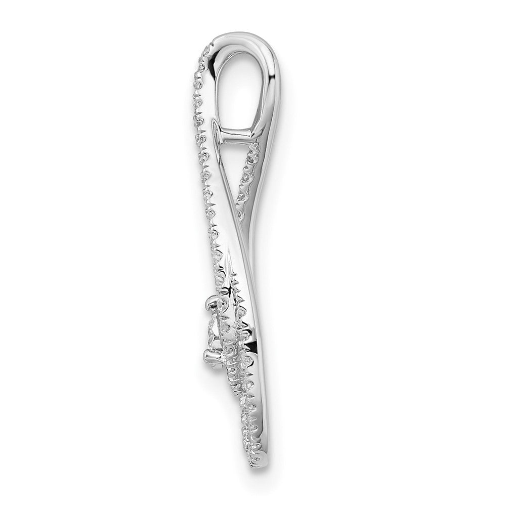 14k White Gold Real Diamond Teardrop Chain Slide