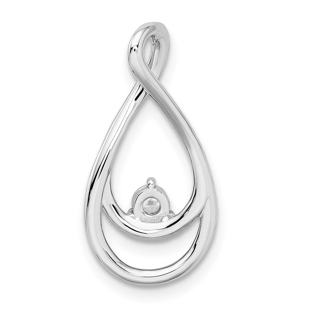 14k White Gold Real Diamond Teardrop Chain Slide