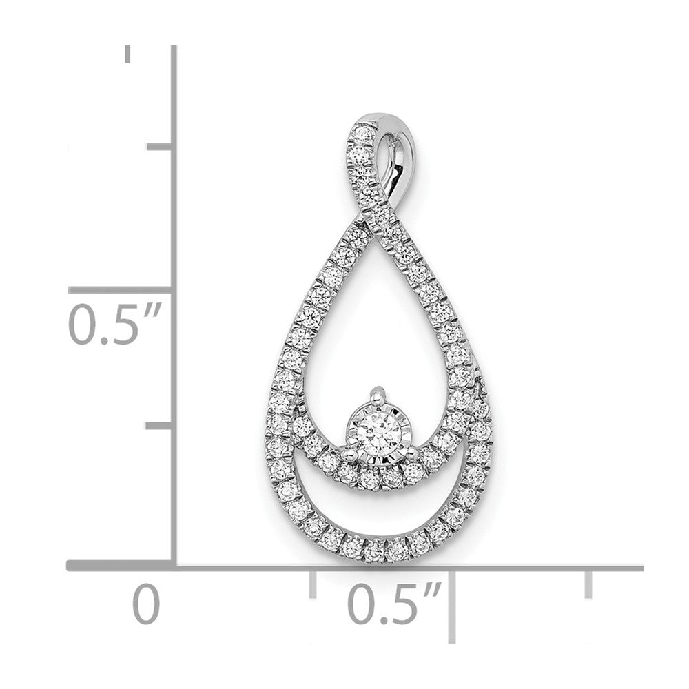 14k White Gold Real Diamond Teardrop Chain Slide