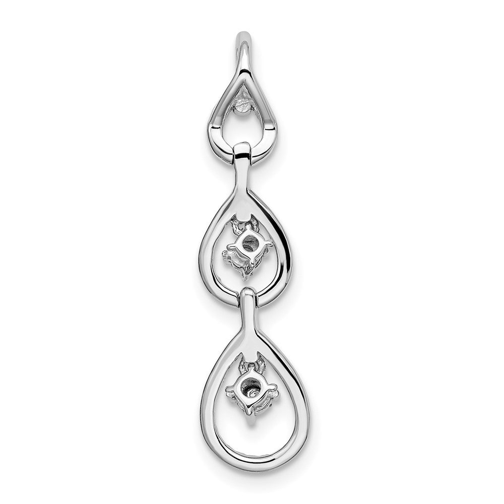 14k White Gold Polished Teardrop Dangle Real Diamond Pendant