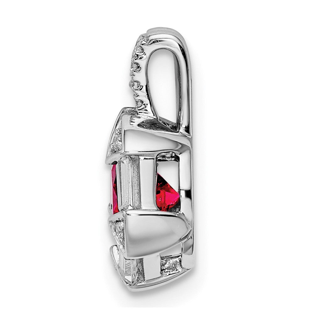 14k White Gold Ruby and Real Diamond Chain Slide