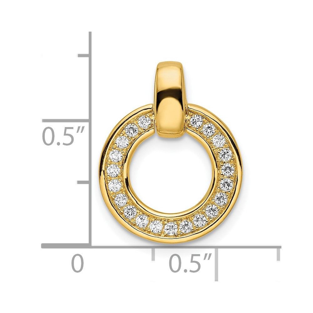 14K Yellow Gold Polished Round Real Diamond Chain Slide