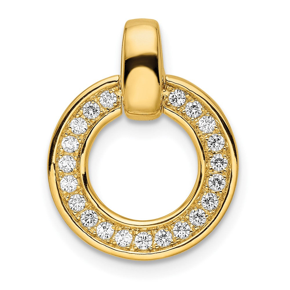 14K Yellow Gold Polished Round Real Diamond Chain Slide