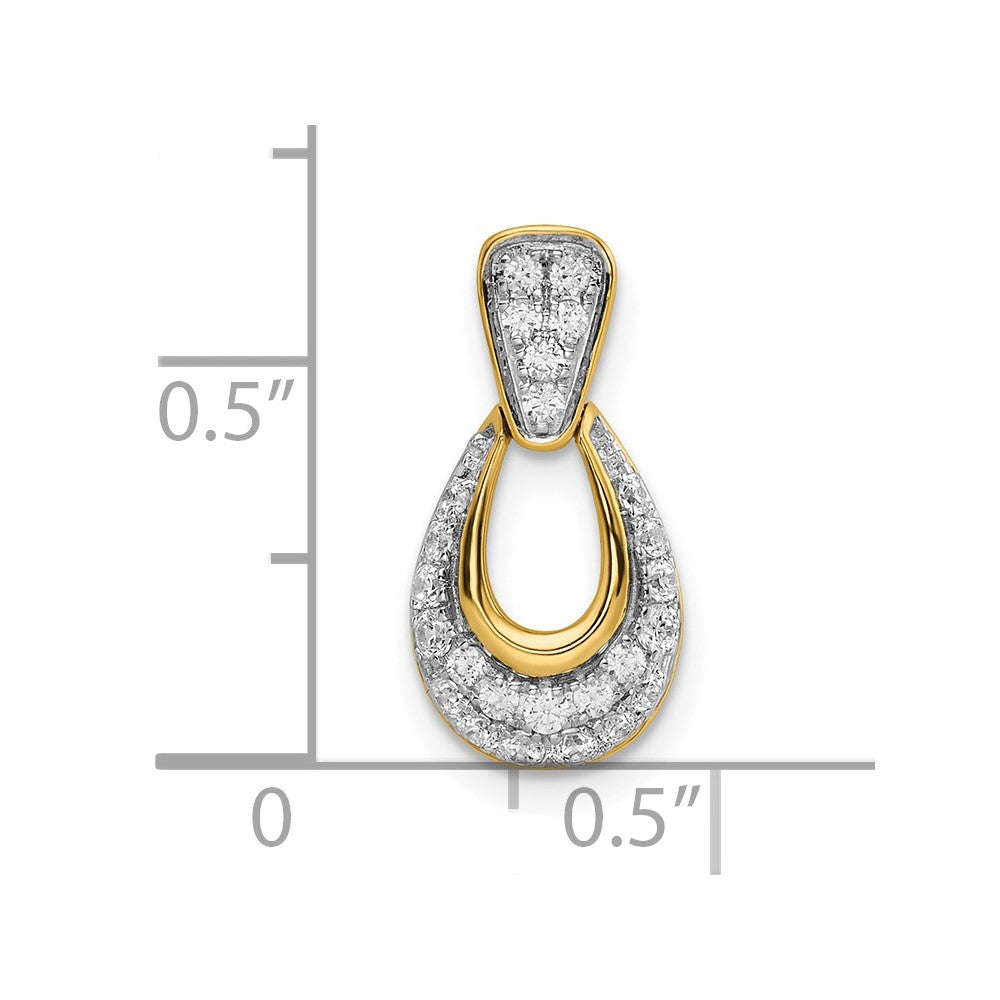 14K Yellow Gold Polished Teardrop Real Diamond Chain Slide