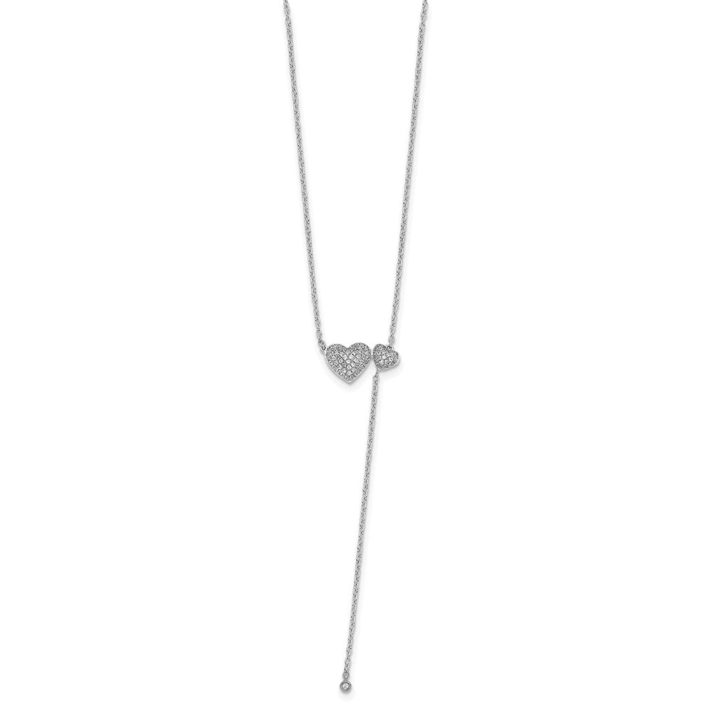 14k White Gold Two Hearts 18in Necklace