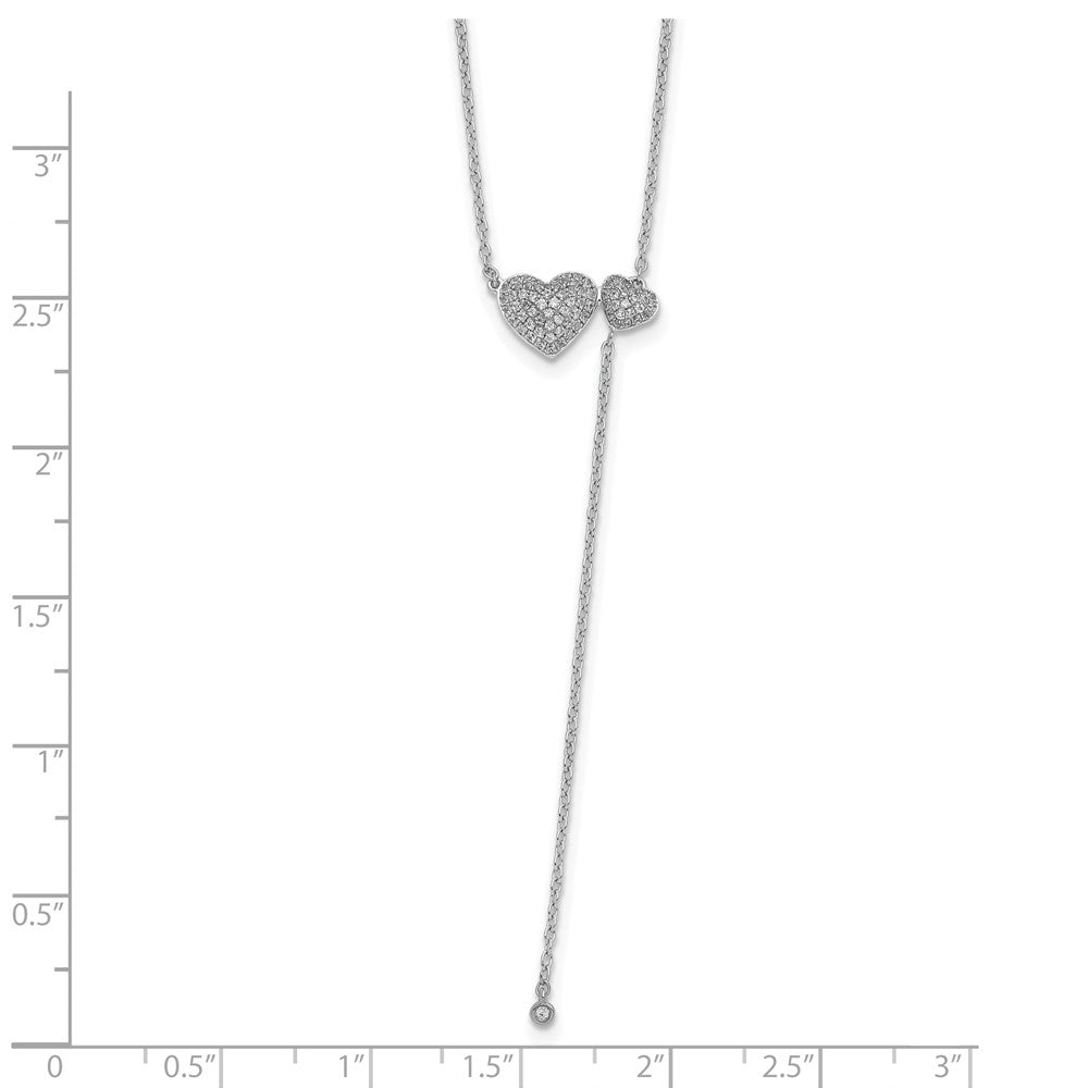 14k White Gold Two Hearts 18in Necklace