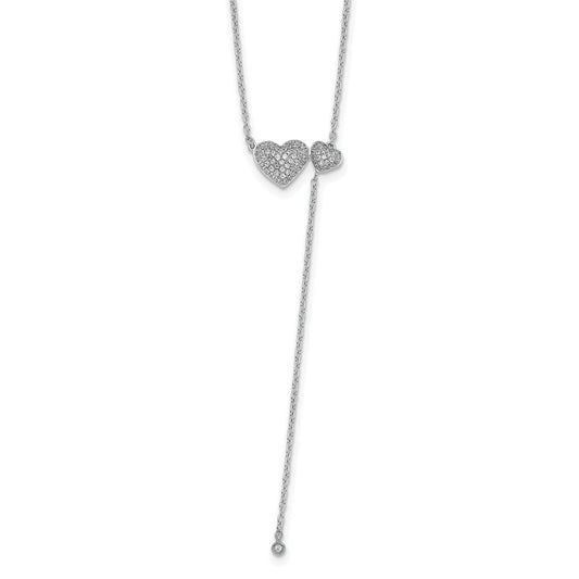 14k White Gold Two Hearts 18in Necklace