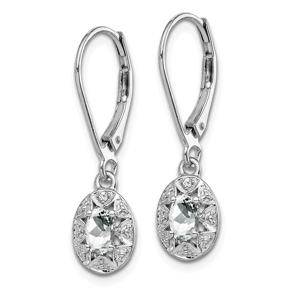 Sterling Silver Rhodium-plated Diamond & White Topaz Earrings