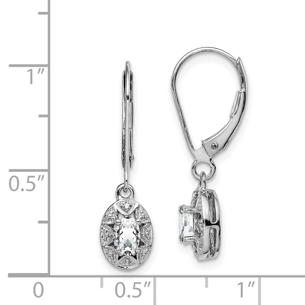 Sterling Silver Rhodium-plated Diamond & White Topaz Earrings