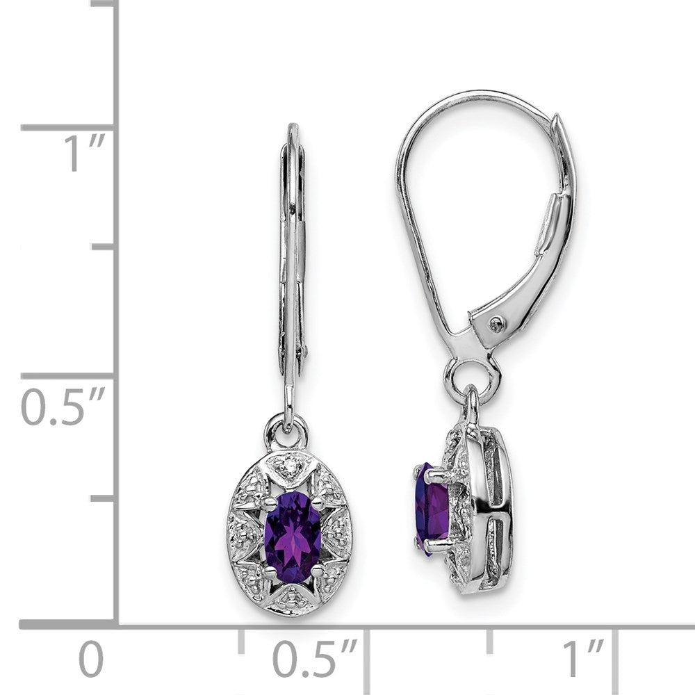 Sterling Silver Rhodium-plated Diamond & Amethyst Earrings