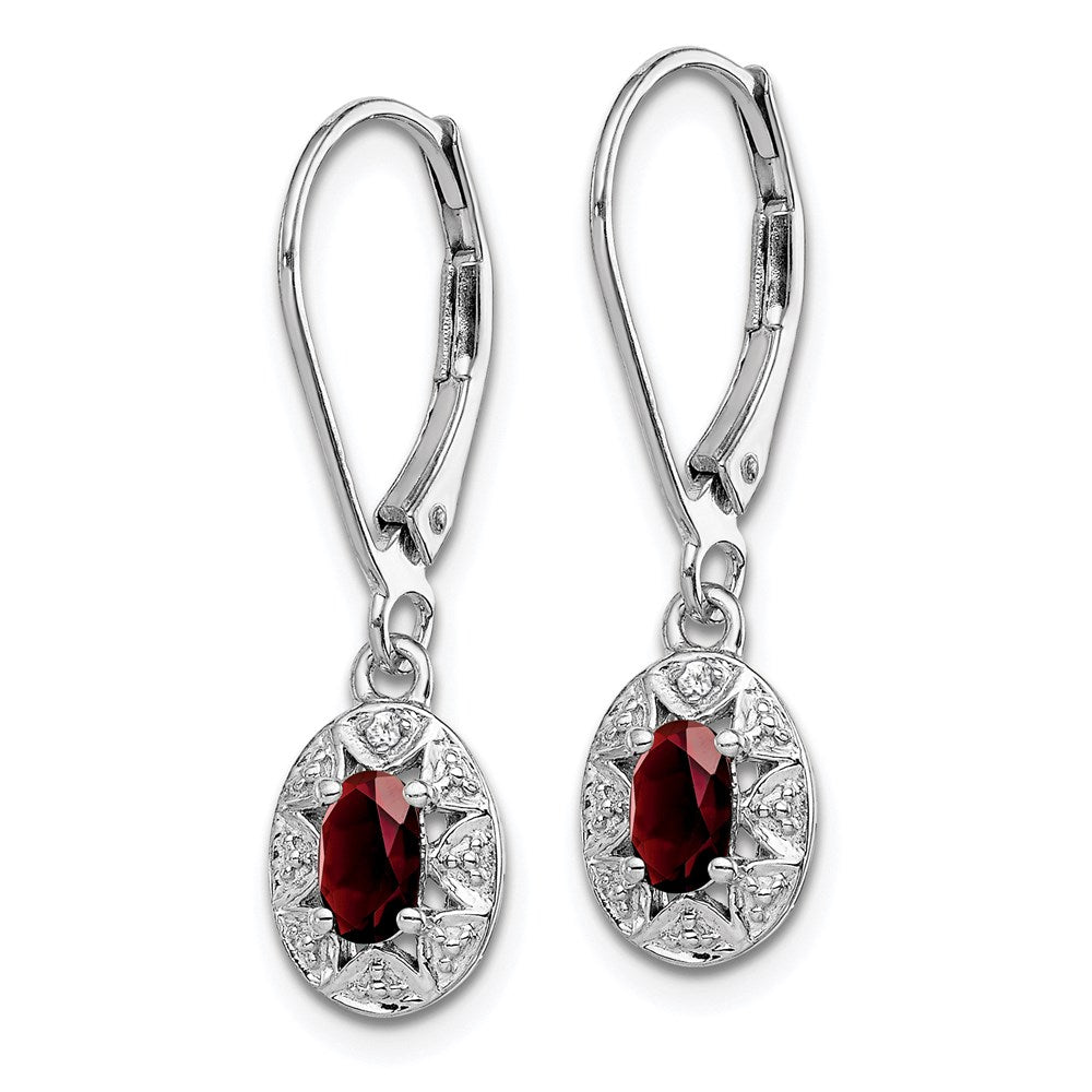 Sterling Silver Rhodium-plated Diamond & Garnet Earrings