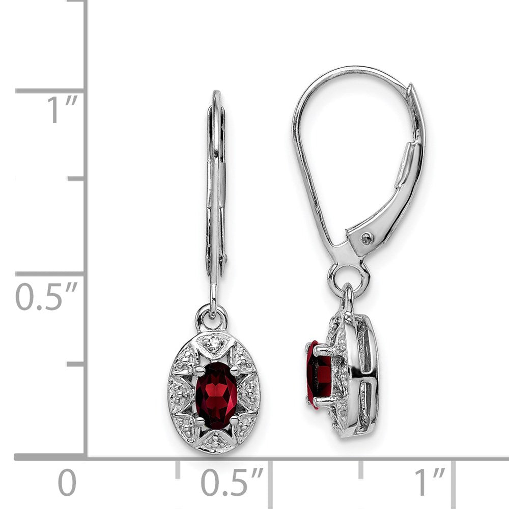 Sterling Silver Rhodium-plated Diamond & Garnet Earrings