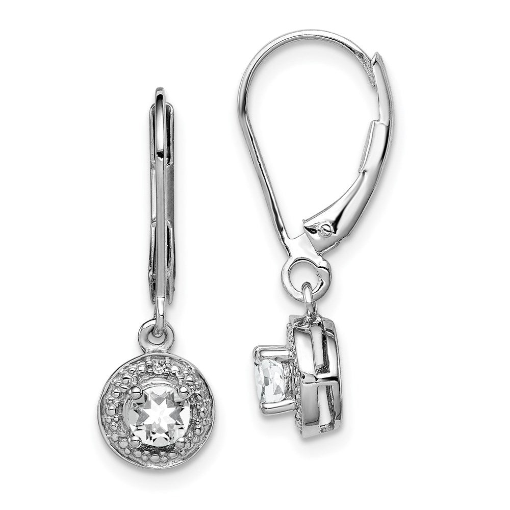 Sterling Silver Rhodium-plated Diamond & White Topaz Earrings