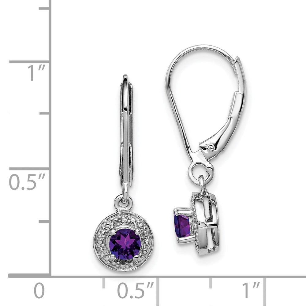 Sterling Silver Rhodium-plated Diamond & Amethyst Earrings