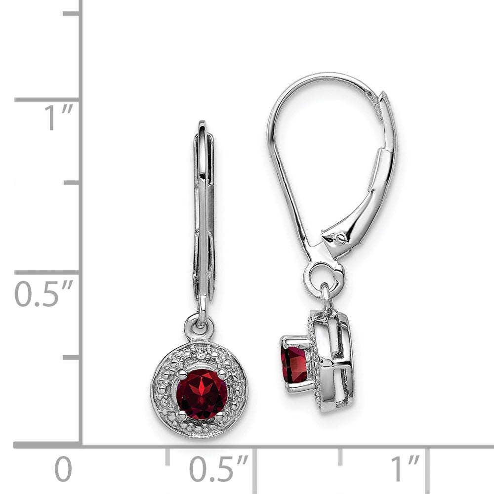 Sterling Silver Rhodium-plated Diamond & Garnet Earrings