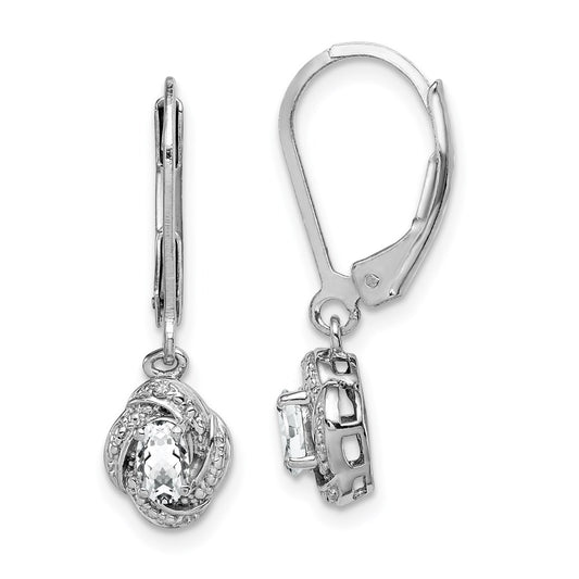 Sterling Silver Rhodium-plated Diamond & White Topaz Earrings