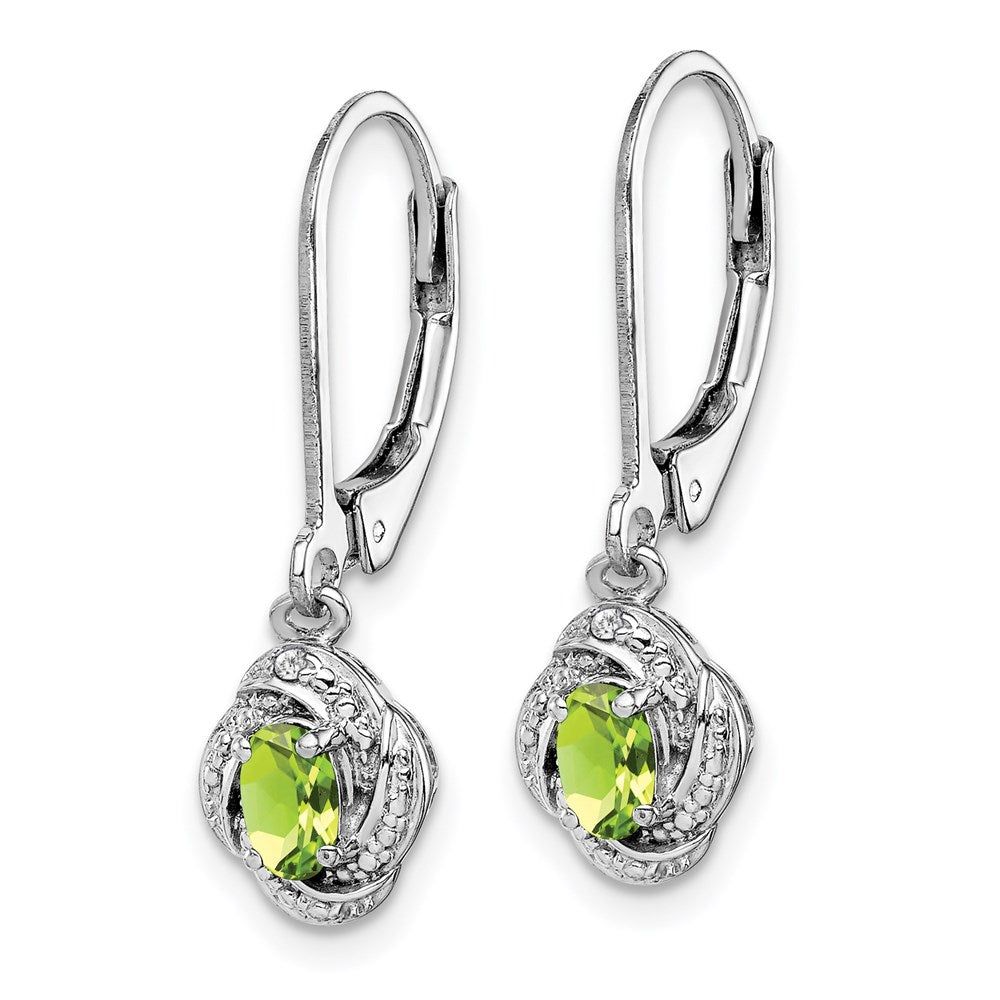 Sterling Silver Rhodium-plated Diamond & Peridot Earrings