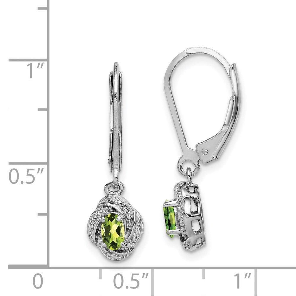 Sterling Silver Rhodium-plated Diamond & Peridot Earrings