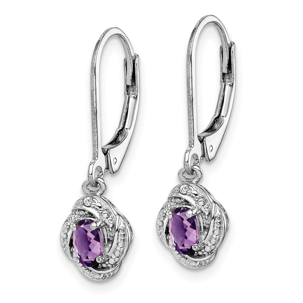 Sterling Silver Rhodium-plated Diamond & Amethyst Earrings