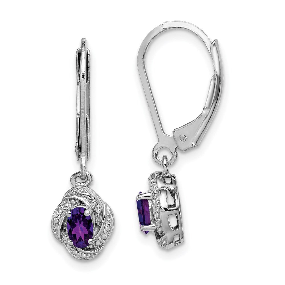 Sterling Silver Rhodium-plated Diamond & Amethyst Earrings