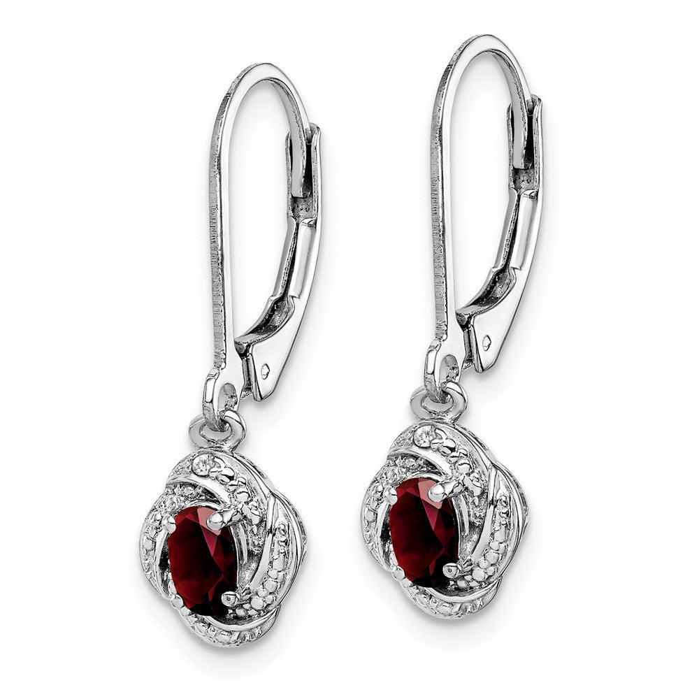 Sterling Silver Rhodium-plated Diamond & Garnet Earrings