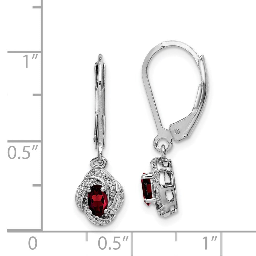 Sterling Silver Rhodium-plated Diamond & Garnet Earrings