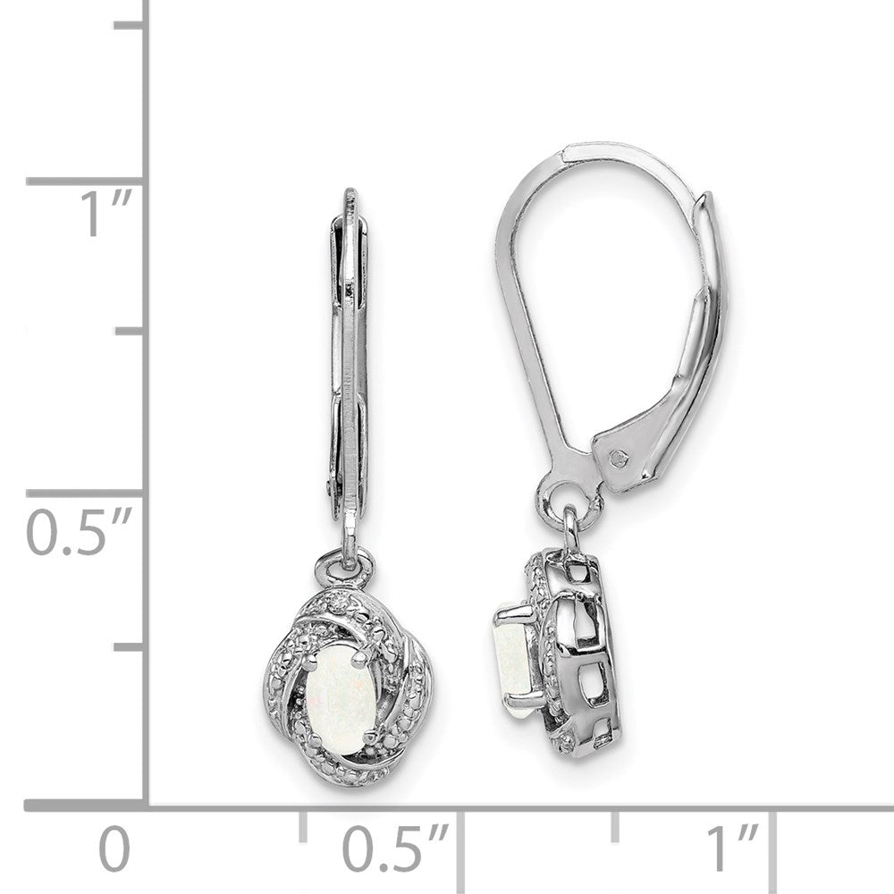 Sterling Silver Rhodium-plated Diamond & Created Opal Earrings