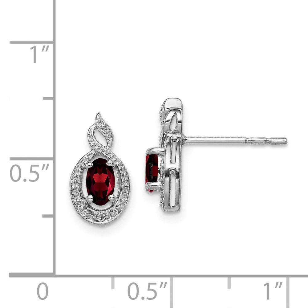 Sterling Silver Rhodium-plated Garnet & Diamond Earrings