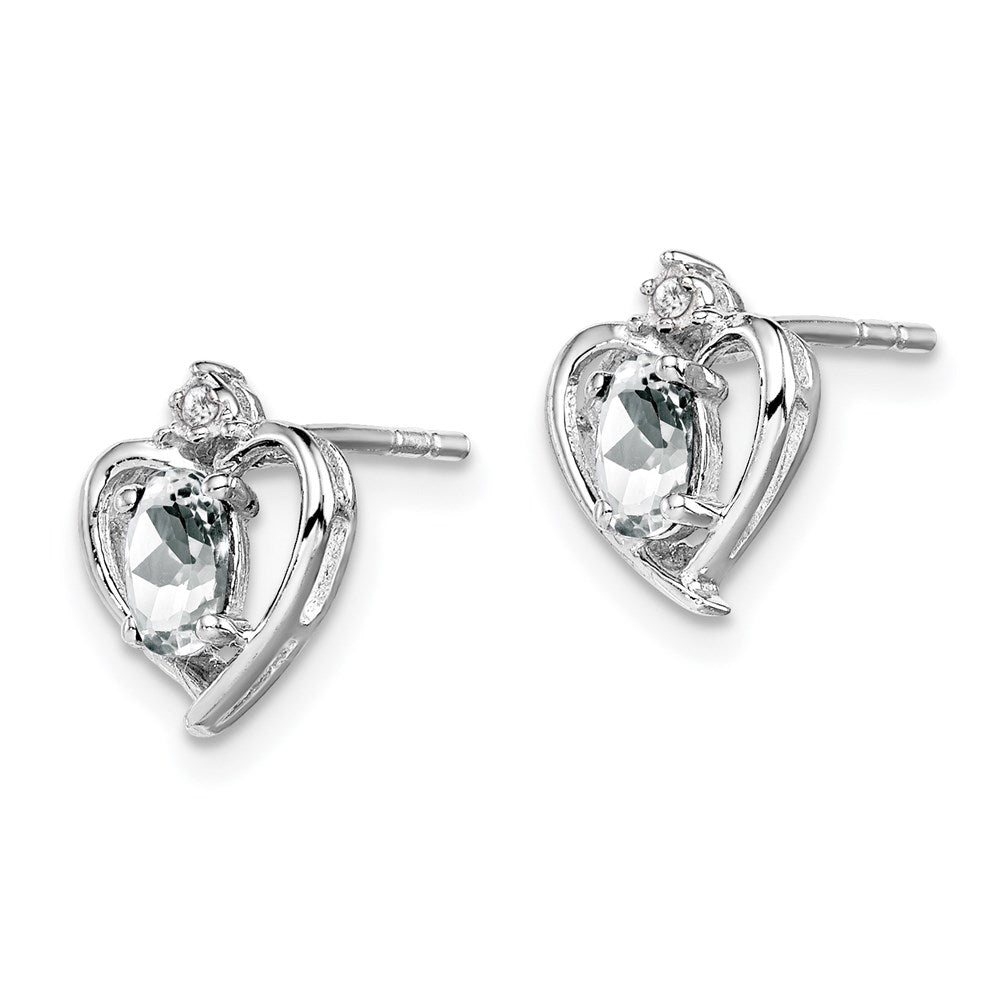 Sterling Silver Rhodium-plated White Topaz & Diamond Earrings