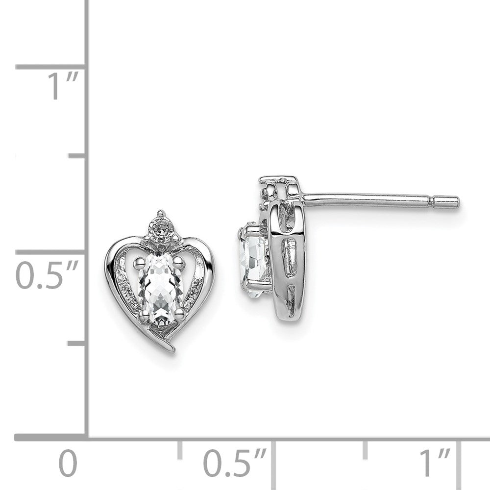 Sterling Silver Rhodium-plated White Topaz & Diamond Earrings