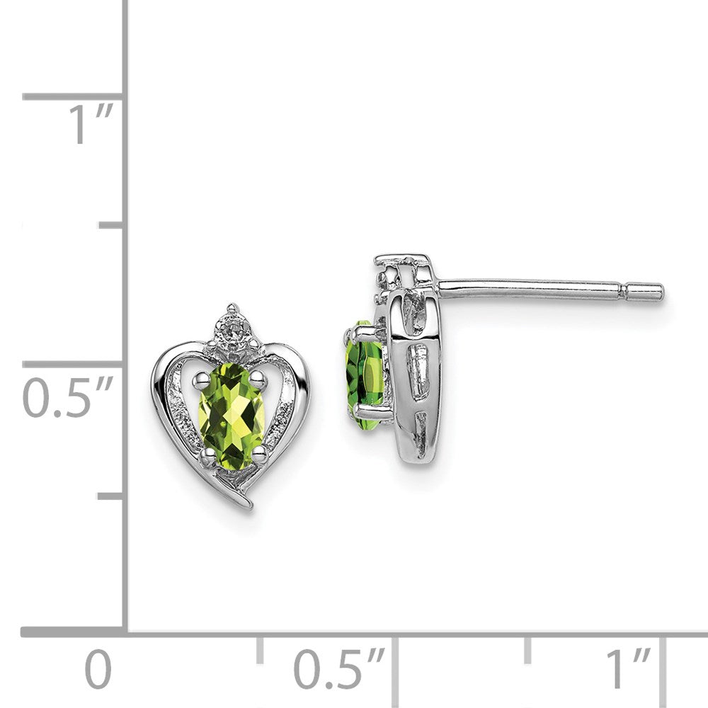 Sterling Silver Rhodium-plated Peridot & Diamond Earrings