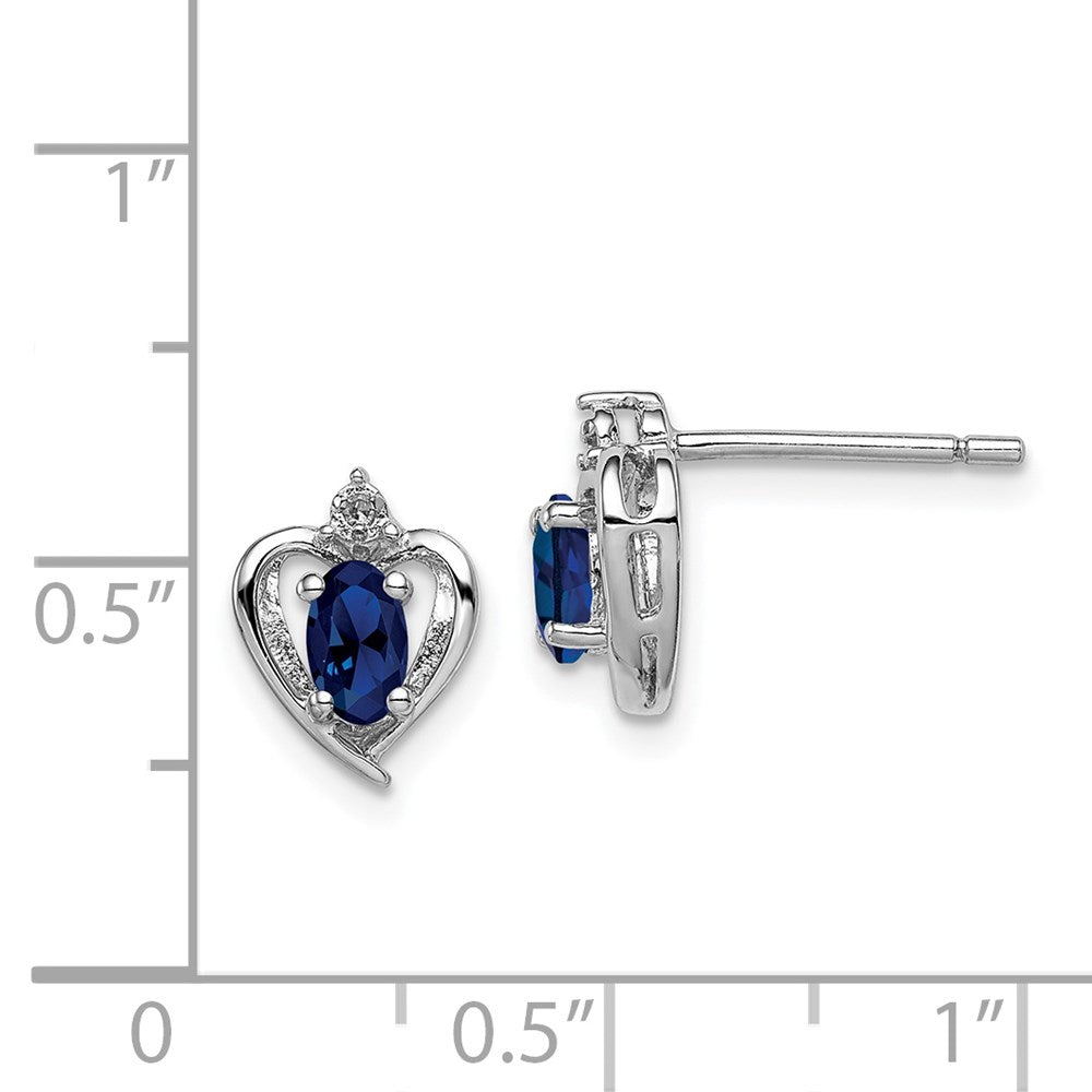 Sterling Silver Rhodium-plated Created Sapphire & Diamond Earrings