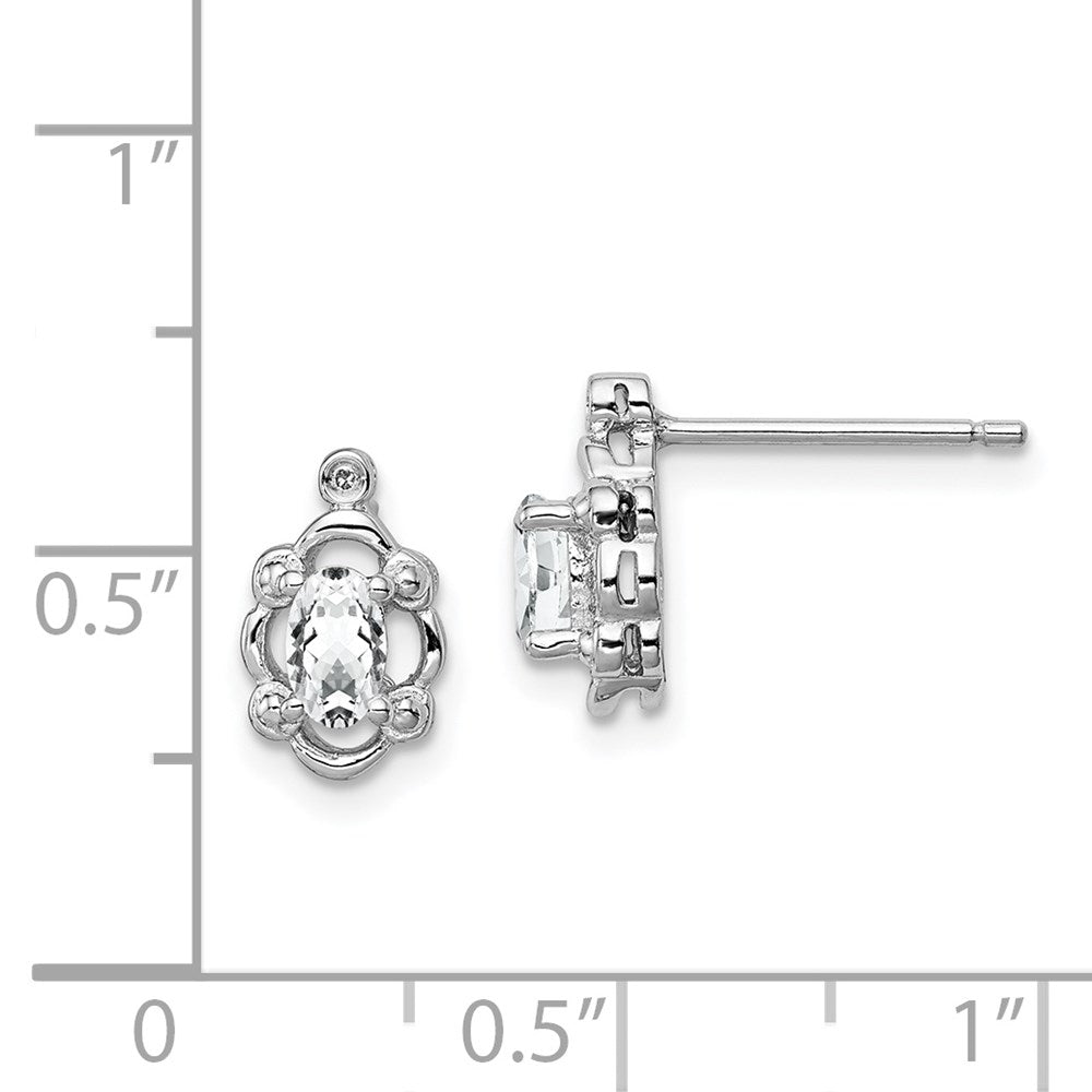 Sterling Silver Rhodium-plated White Topaz & Diamond Earrings