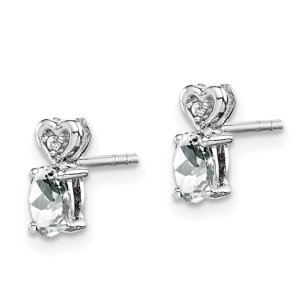 Sterling Silver Rhodium-plated White Topaz & Diamond Earrings