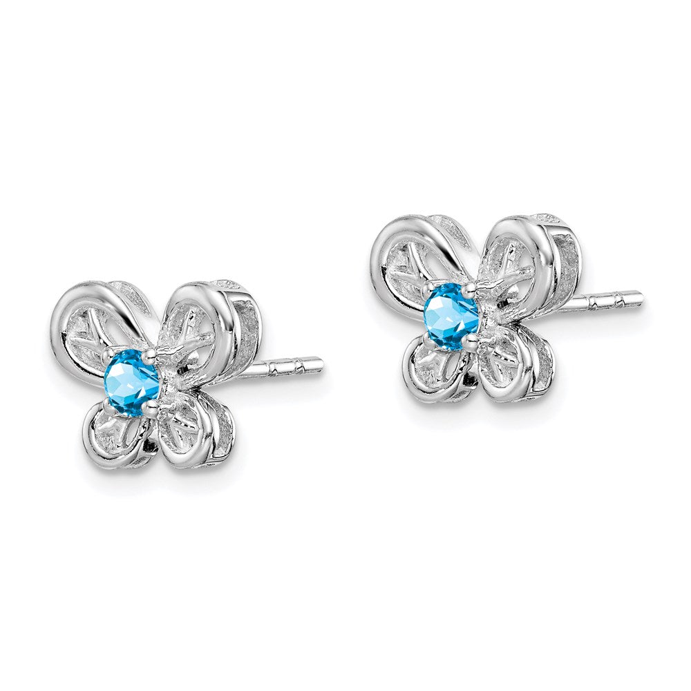 Sterling Silver Rhodium-plated Light Swiss Blue Topaz Earrings