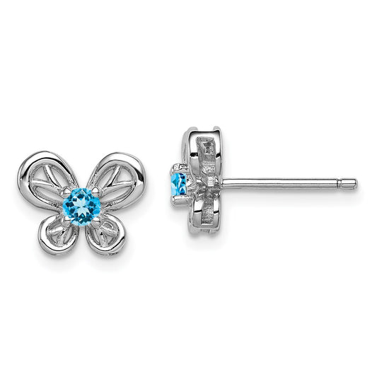 Sterling Silver Rhodium-plated Light Swiss Blue Topaz Earrings