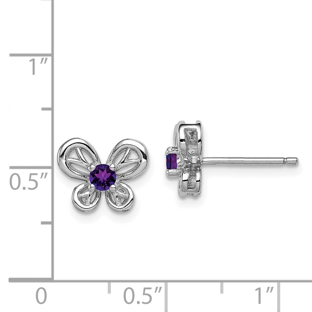 Sterling Silver Rhodium-plated Amethyst Earrings