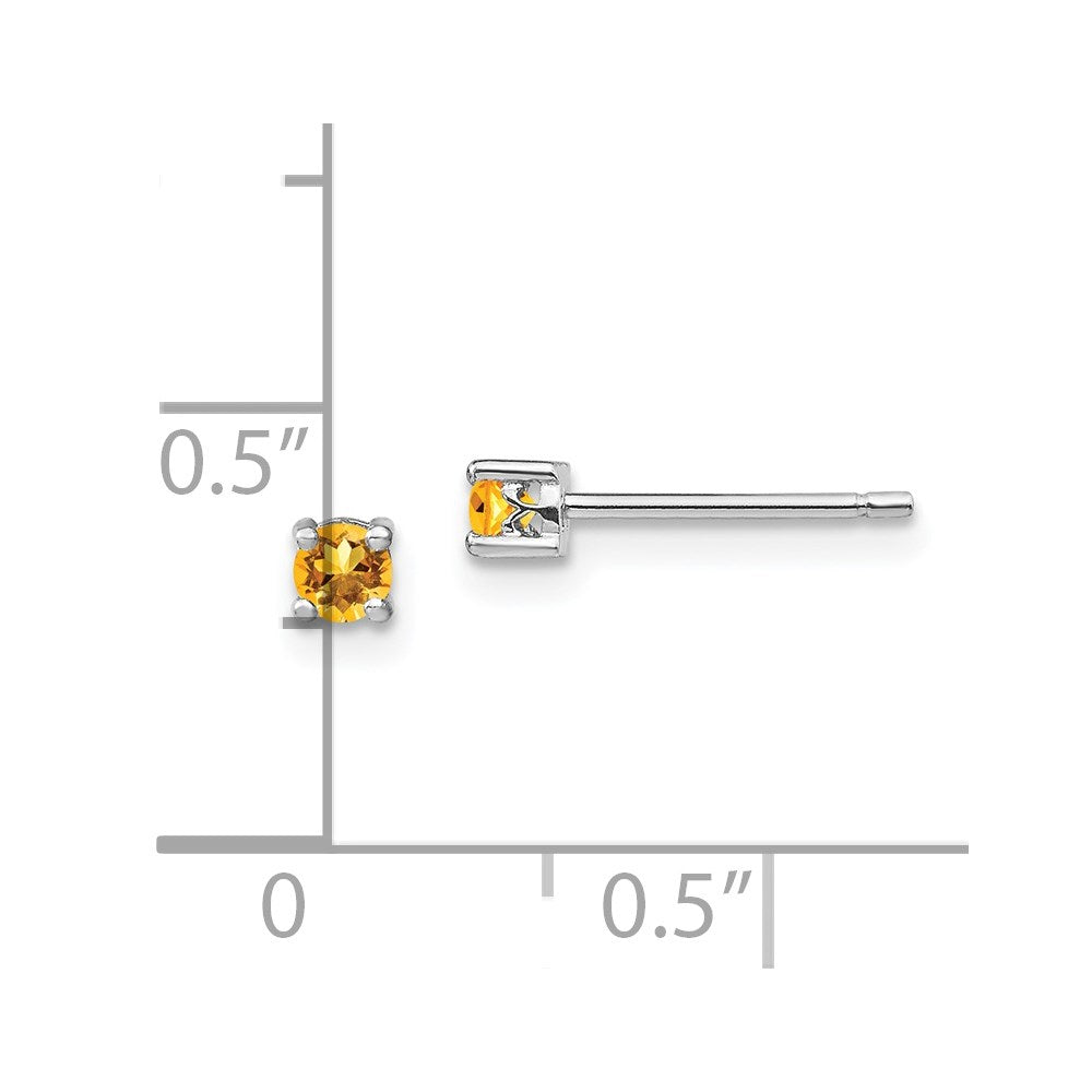 Sterling Silver 3mm Round Citrine Post Earrings